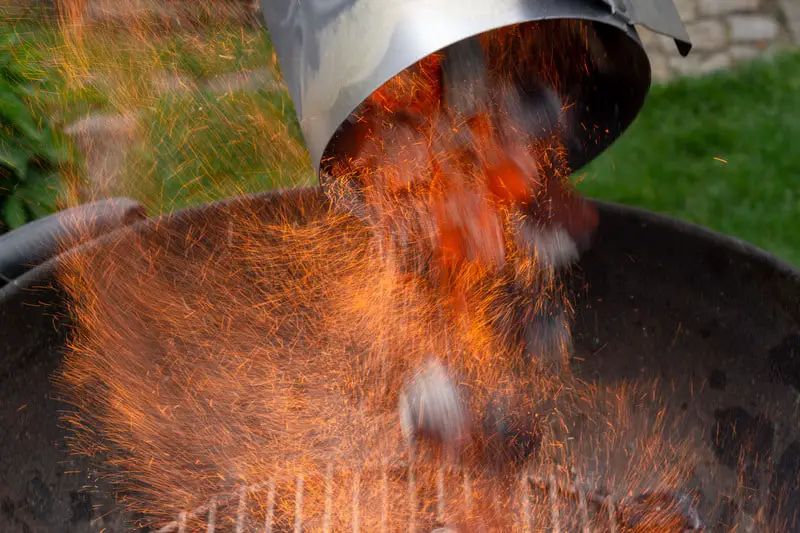How to Use a Charcoal Grill for Beginners: Step by Step 5 Canva Flaming hot red yellow charcoal briquettes