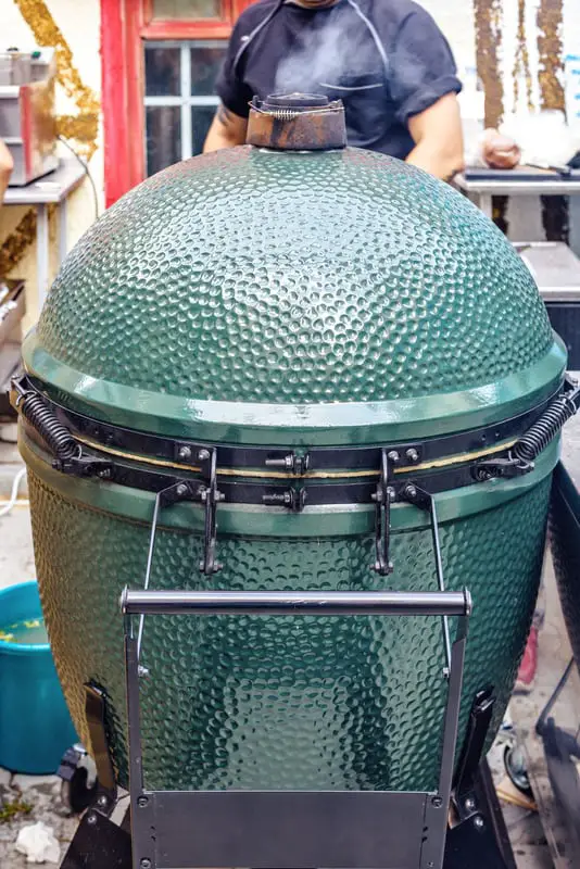 Canva Kamado style green barbecue cooker